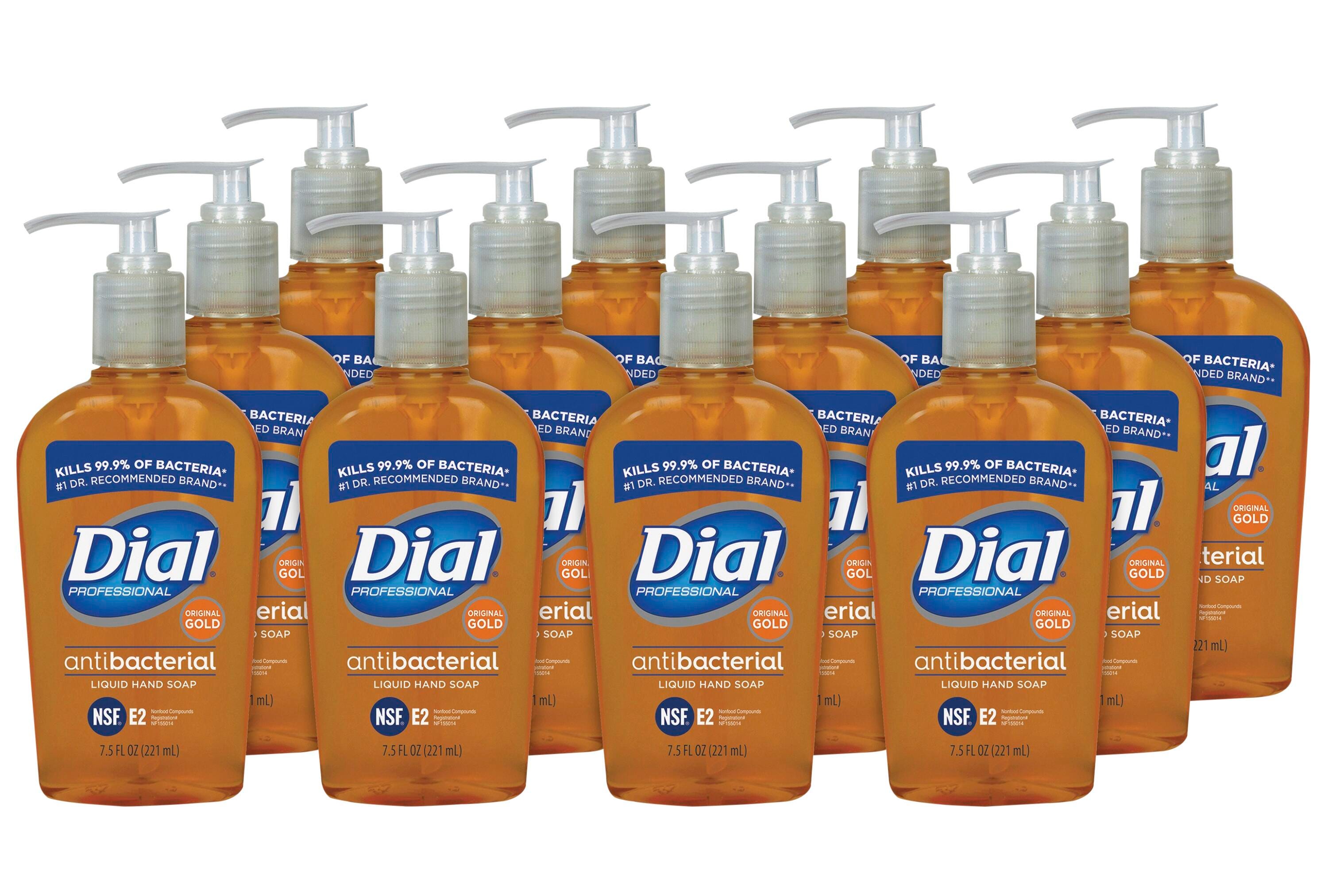 Dial Professional Antimicrobial Liquid Soap, 7.5 oz, Original Gold, Pack of 12, Item Number 1541720
